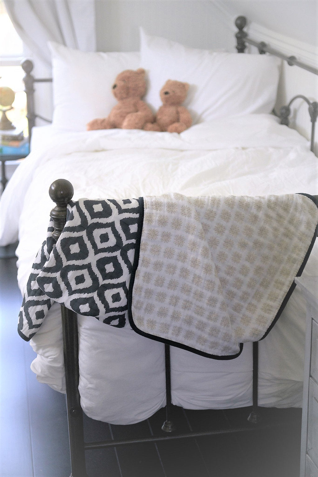 Moroccan Blue and Flower Child Cotton Muslin Blanket