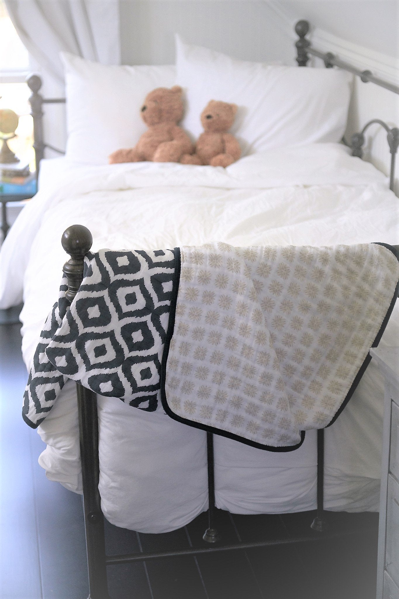 Moroccan Blue and Flower Child Cotton Muslin Blanket