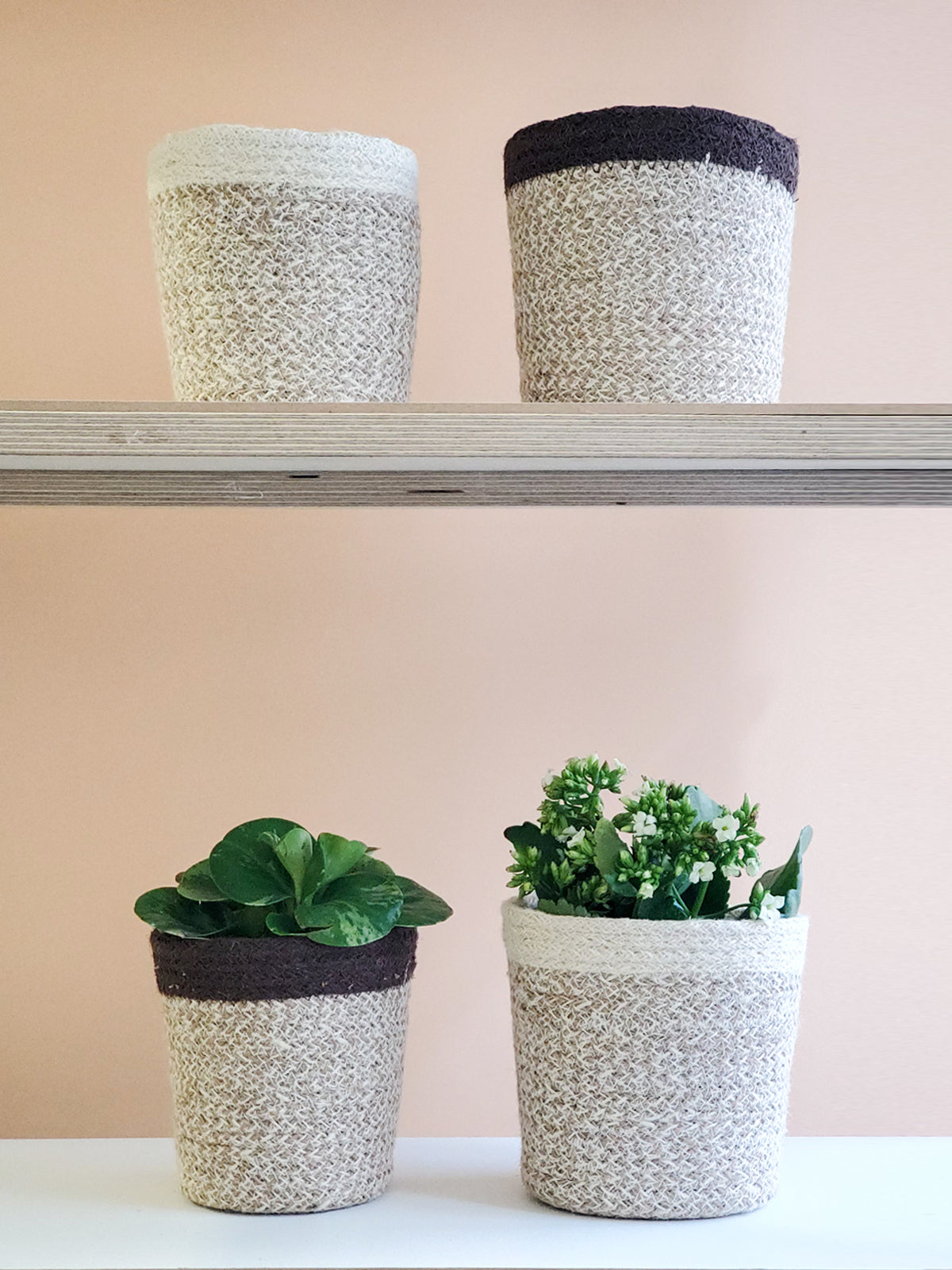 White Jute Plant Basket