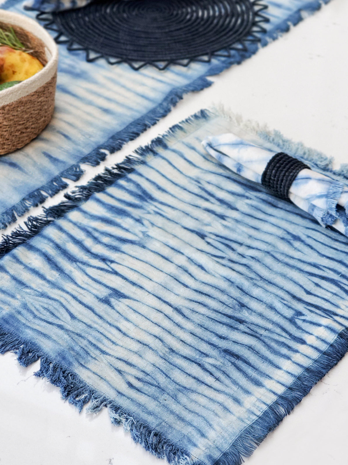 Tie Dye Cotton Placemat Indigo Blue Set of 4