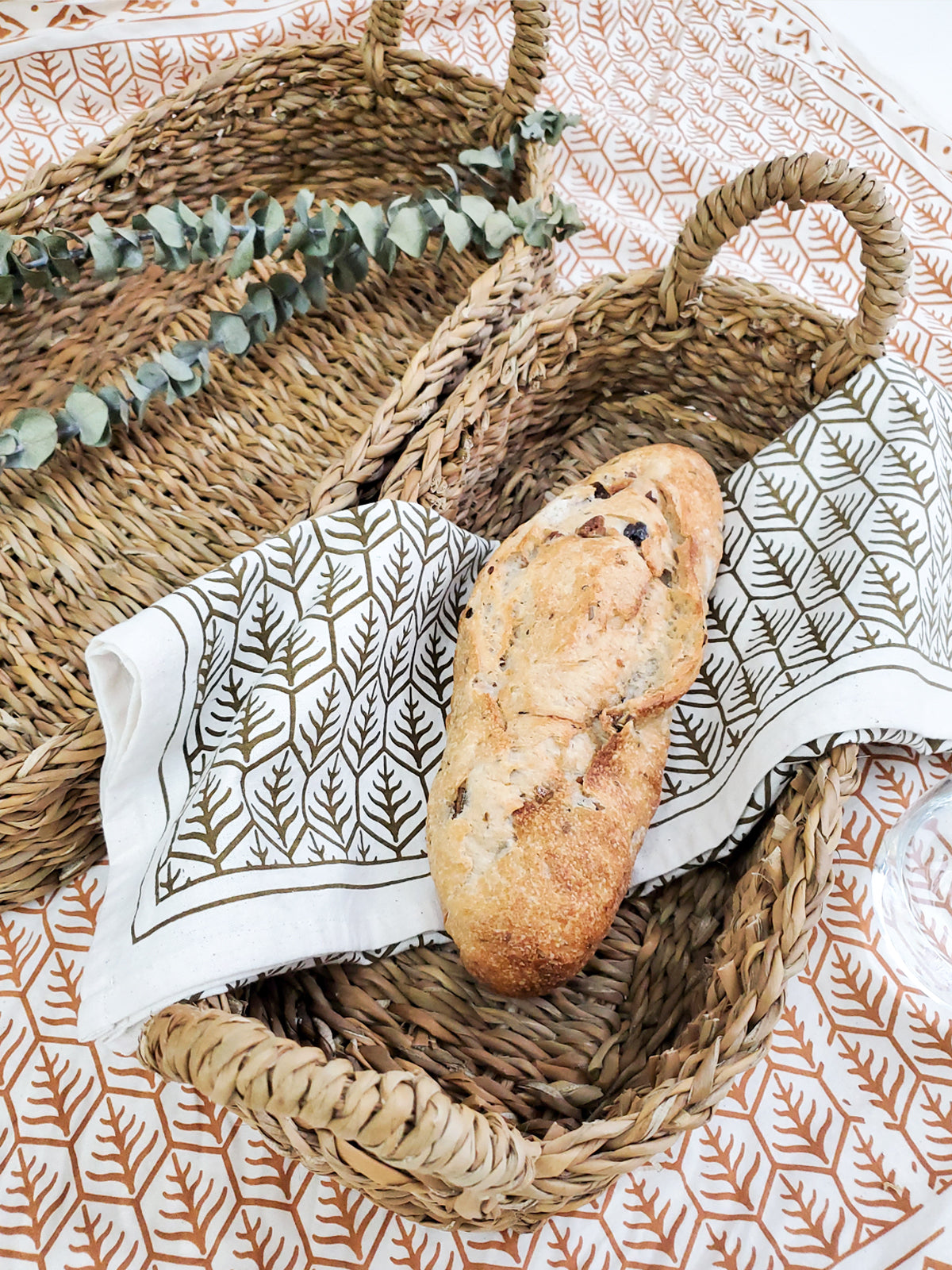 Natural Seagrass Bread Basket with Handle
