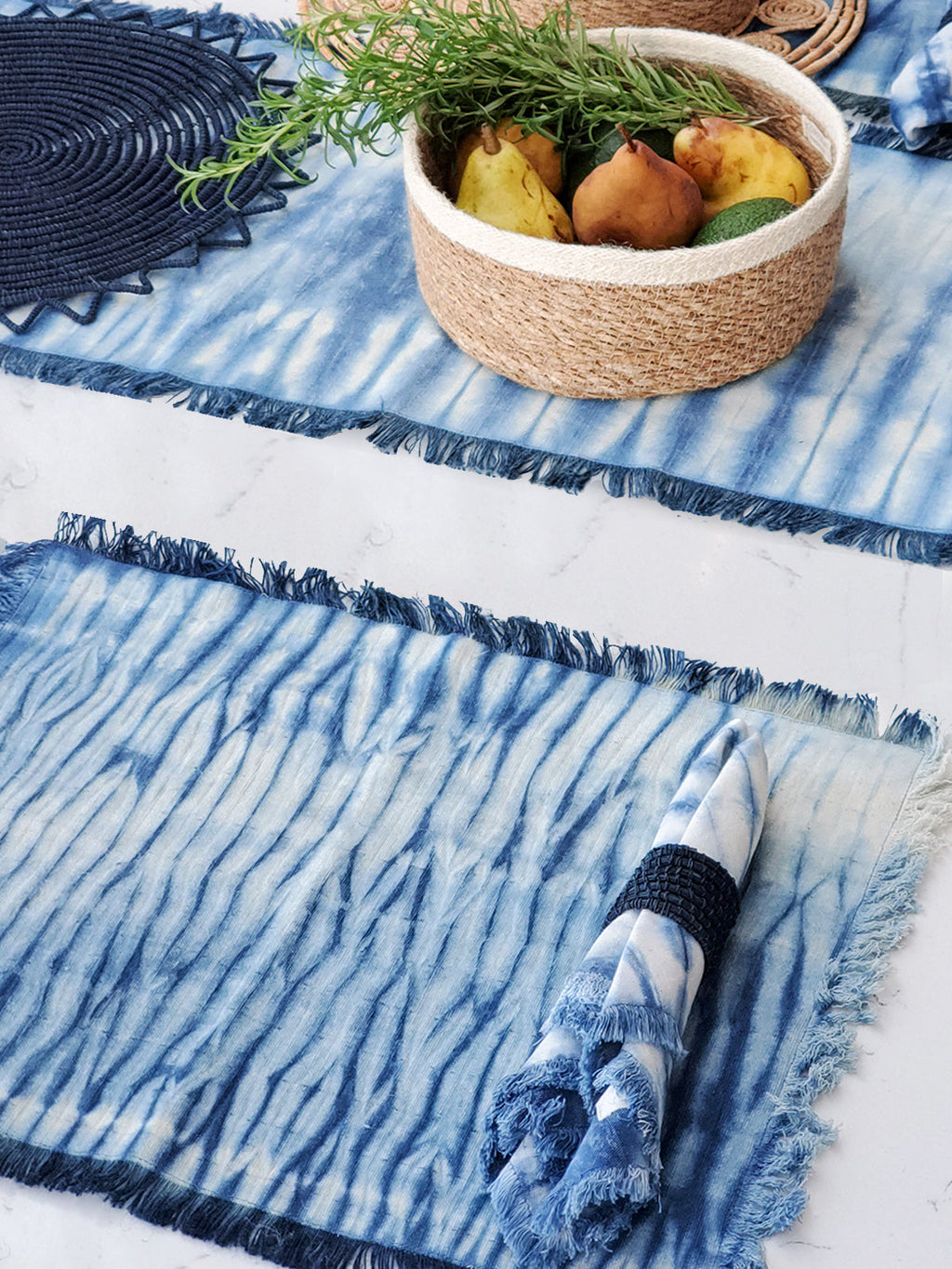 Tie Dye Cotton Placemat Indigo Blue Set of 4