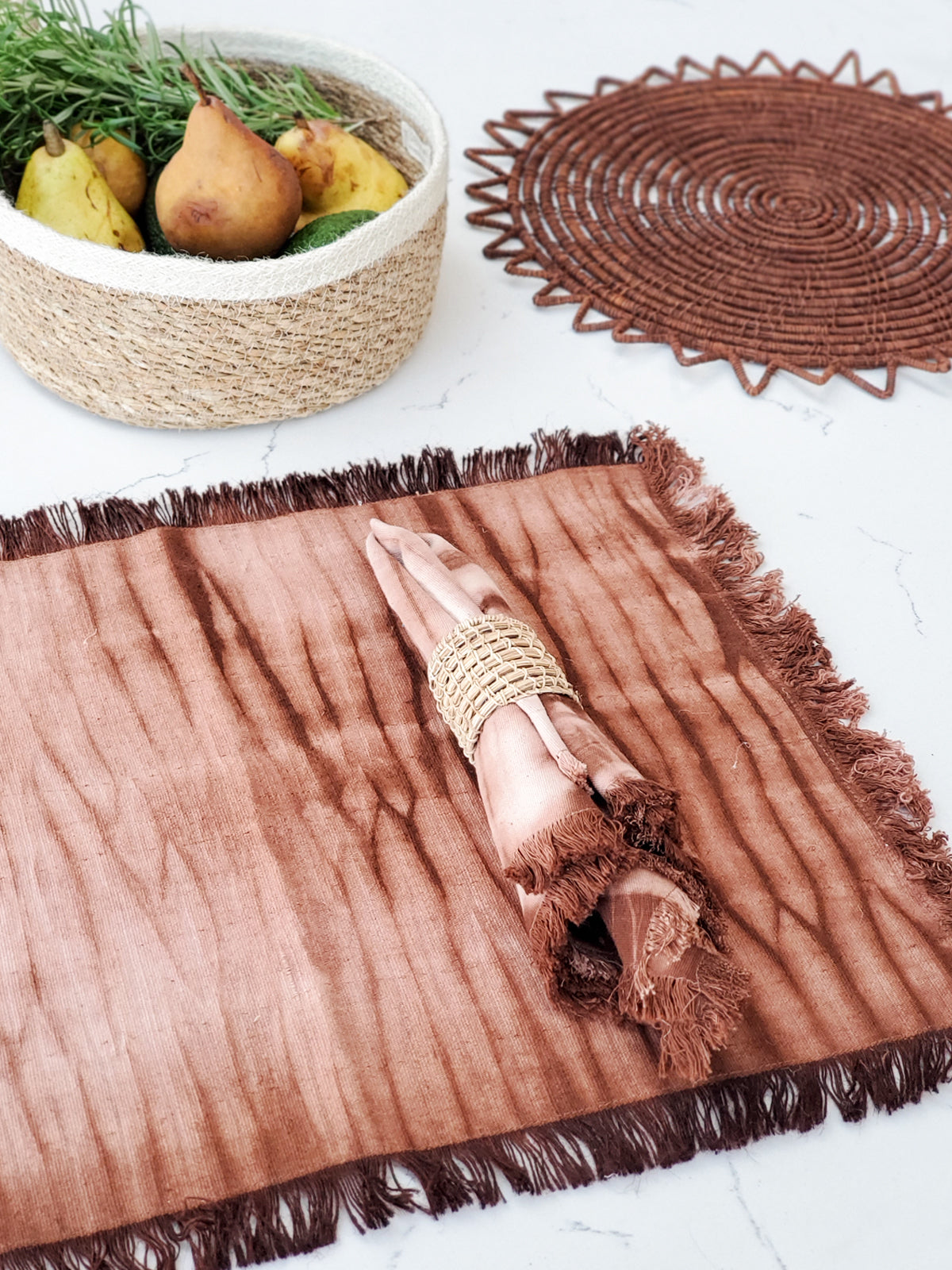 Tie Dye Cotton Placemat Brown Set of 4