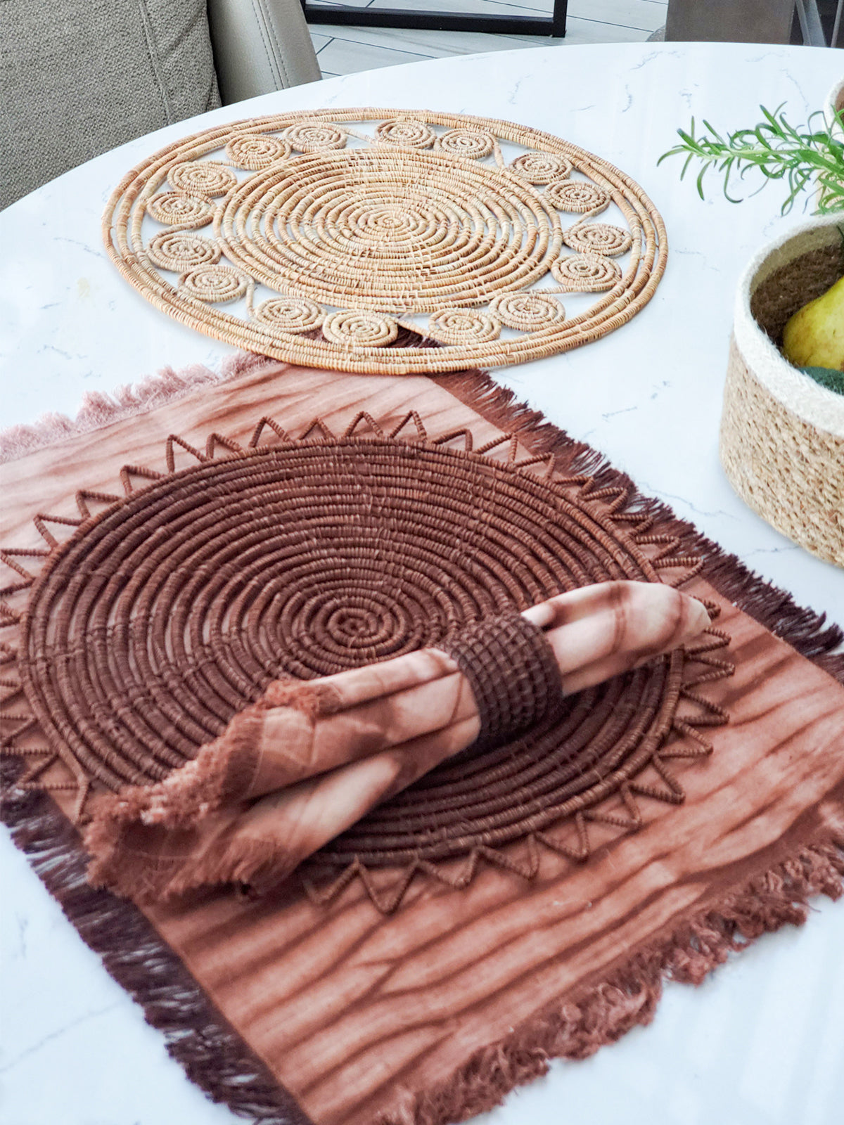 Woven Palm Fiber Placemat Brown Set of 2