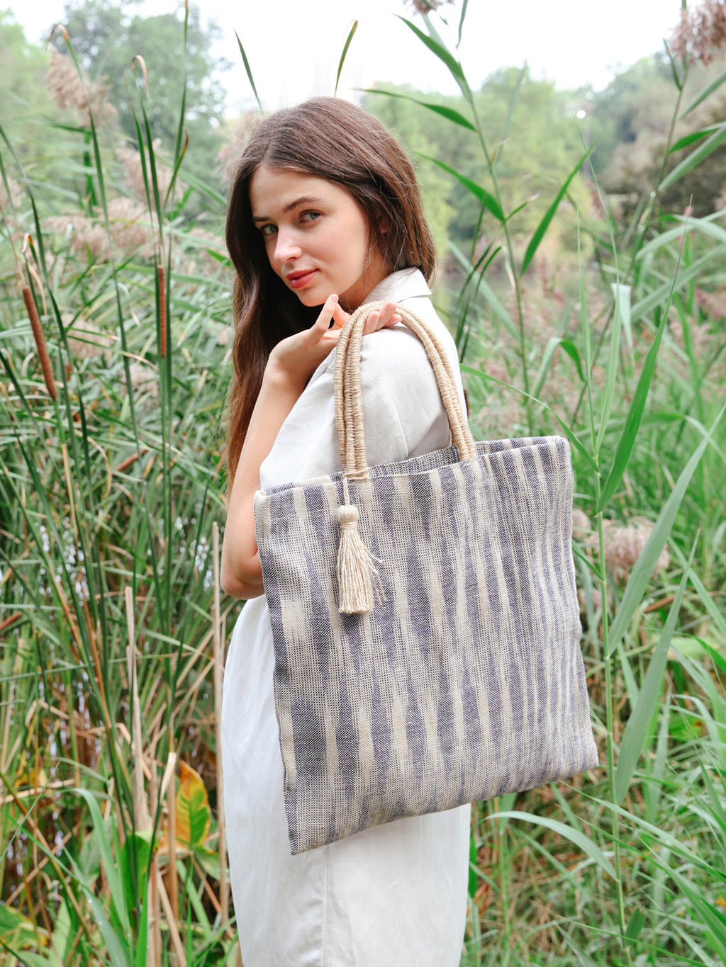 Nadi Blue Jute Tote Bag