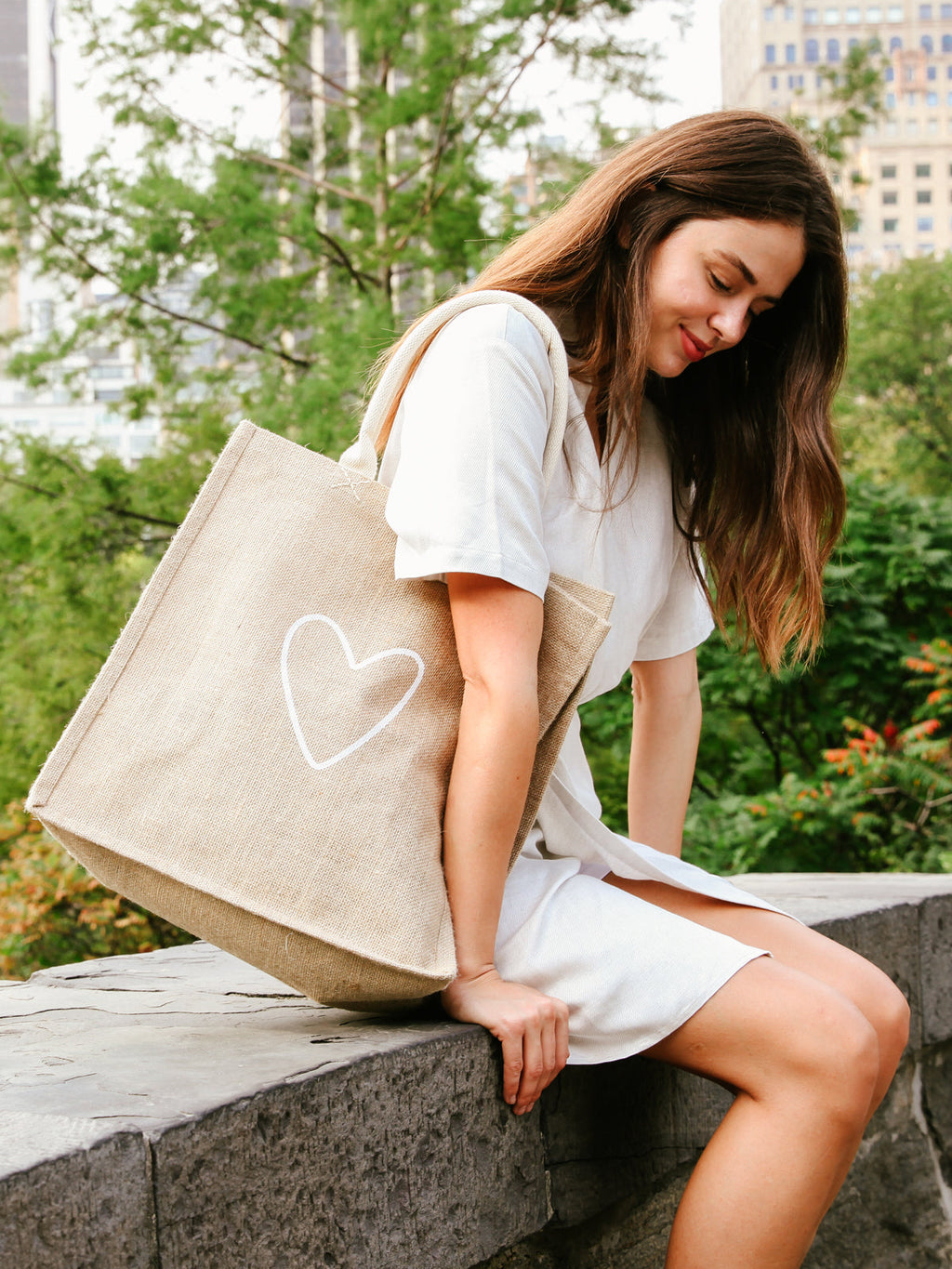 Jute Canvas Market Bag Love