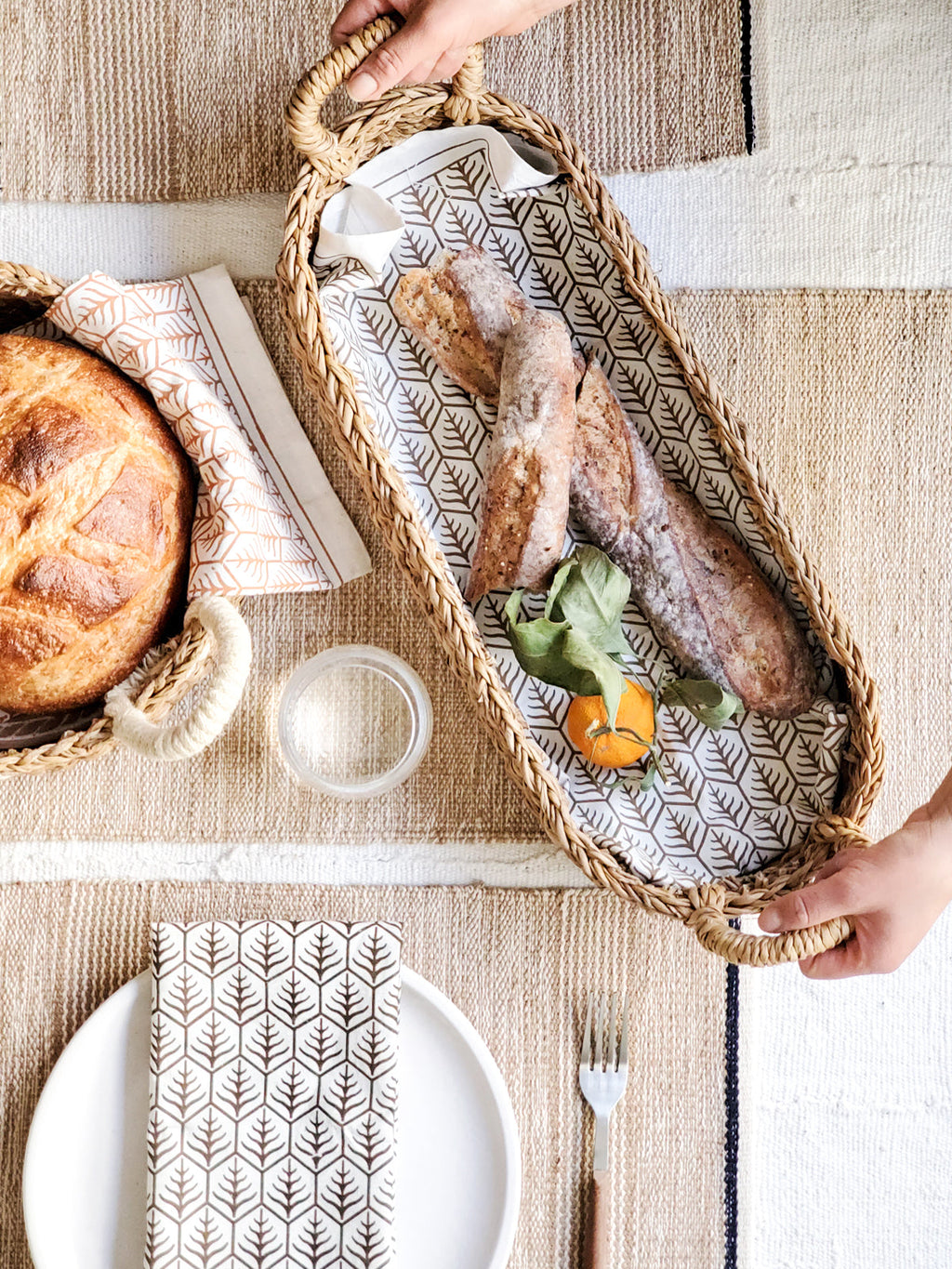 Natural Seagrass Bread Basket with Handle