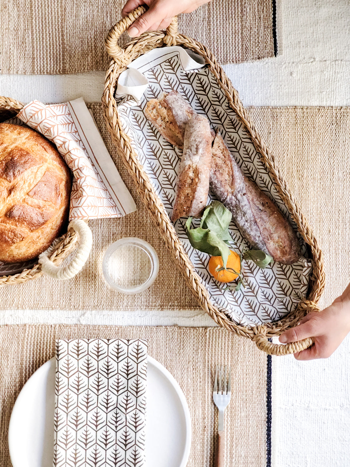 Natural Seagrass Bread Basket with Handle