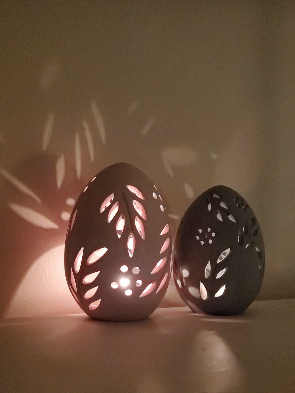 Handmade Terracotta Egg Lantern Set of 2