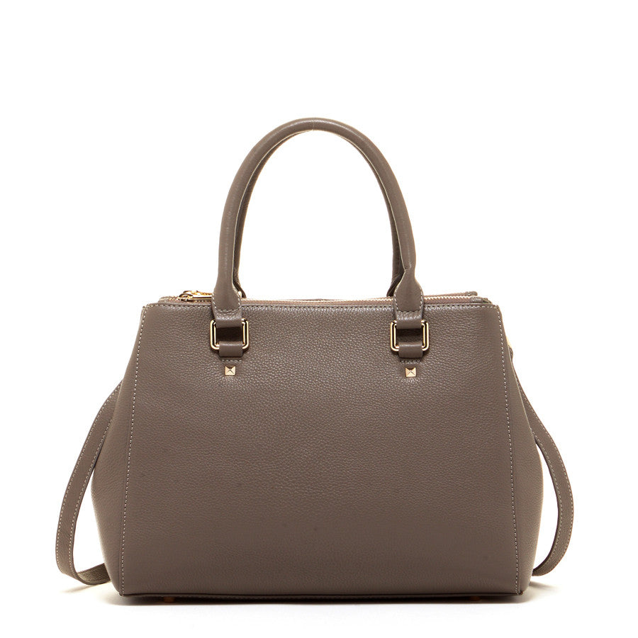 Gray Leather Satchel Bag