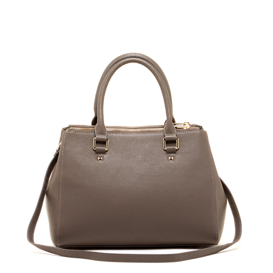 Gray Leather Satchel Bag
