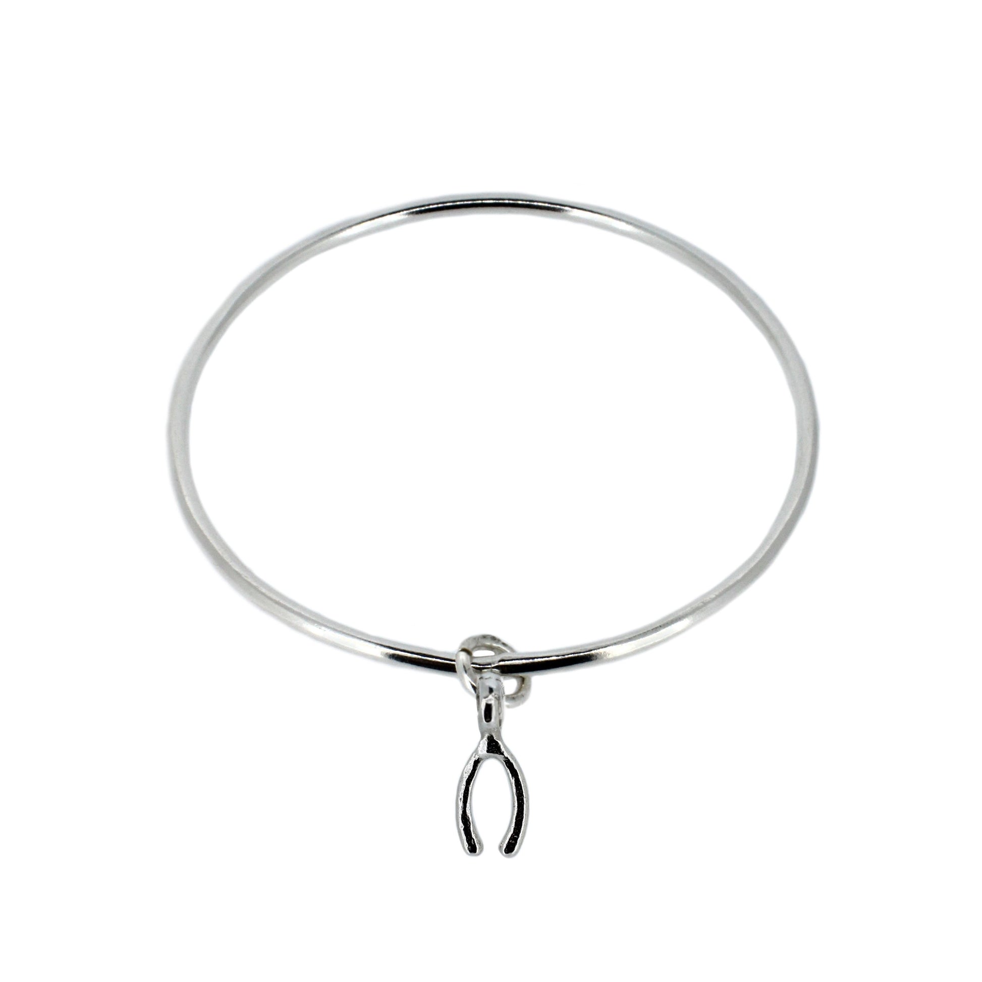 Wishbone Charm Bangle in Sterling Silver