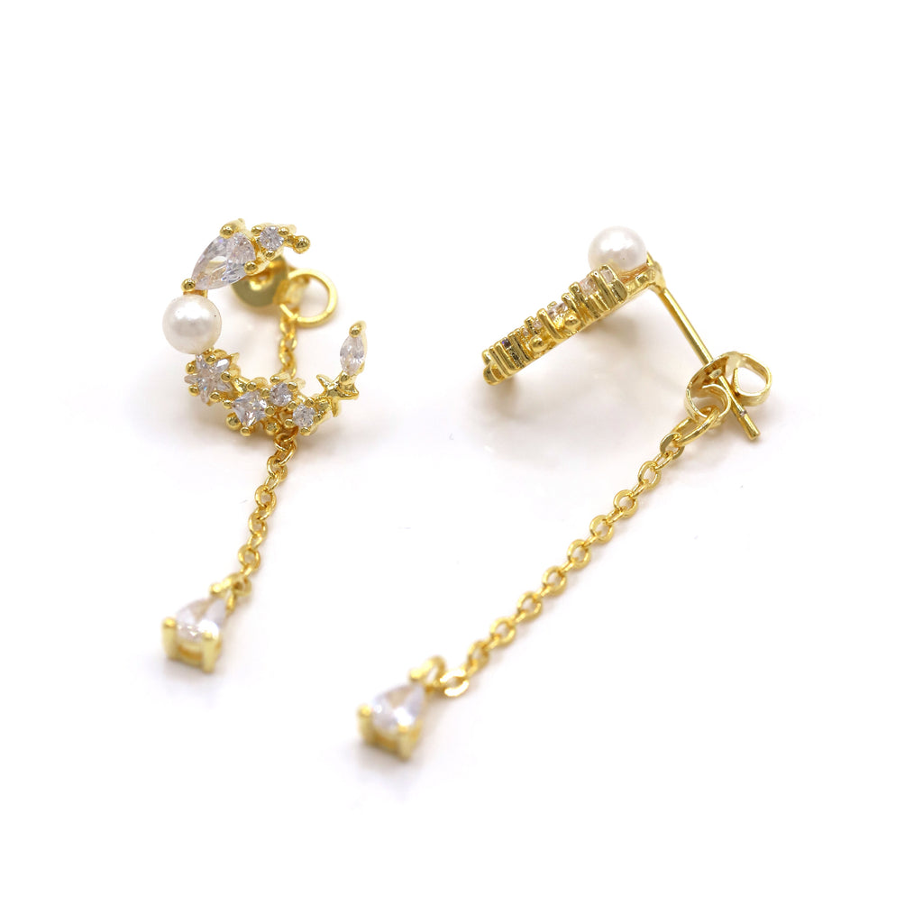 Sabrina Moon Drop Earrings | 18K Gold Plated