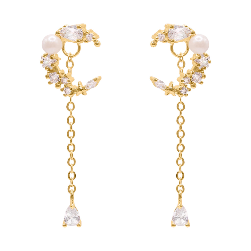 Sabrina Moon Drop Earrings | 18K Gold Plated