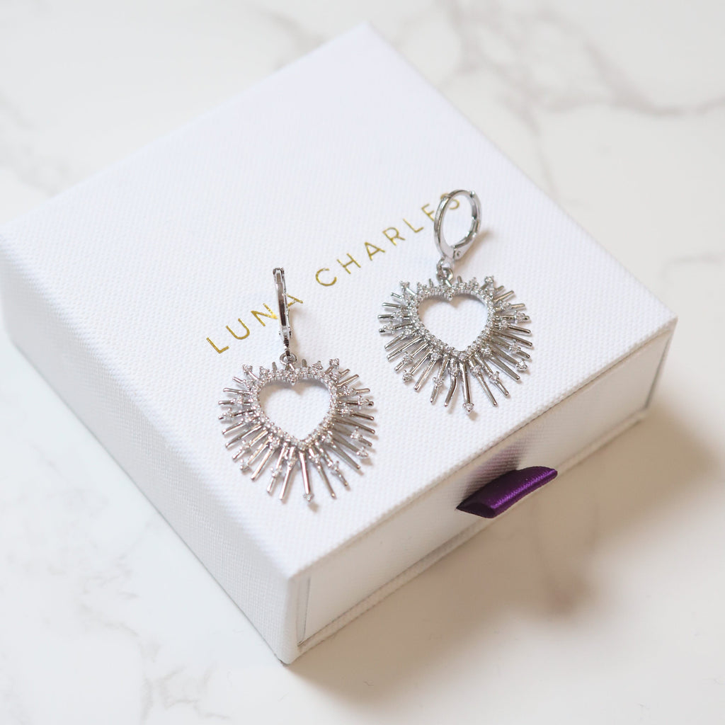 Sadie Starburst Heart Earrings | 925 Silver Plated Brass