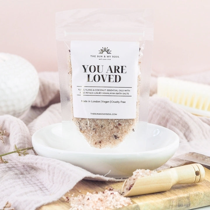 You Are Loved Luxury Himalayan Bath Salts with Ylang Ylang and Rose Petals
