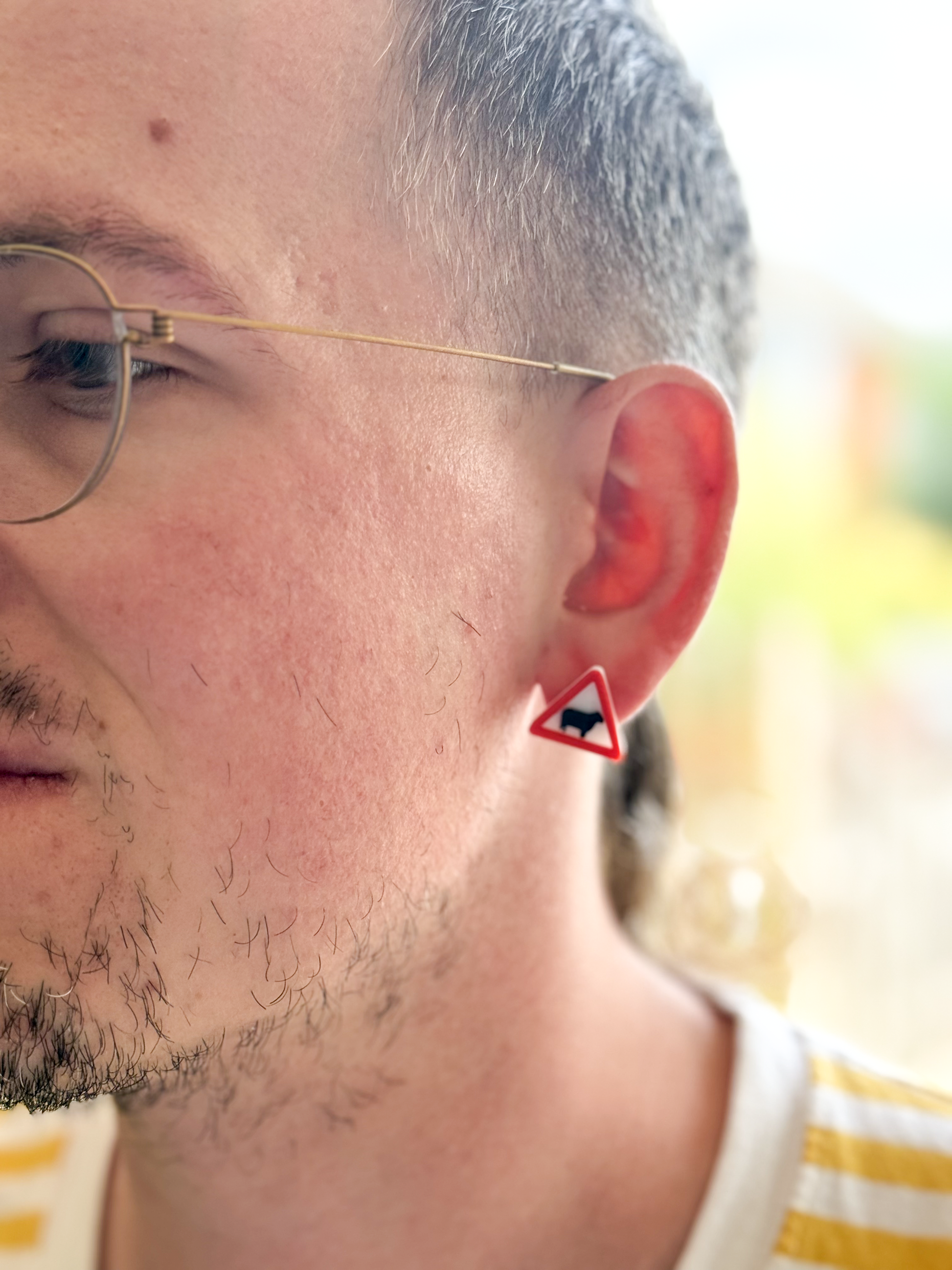 Sheep Stud Earring with Warning