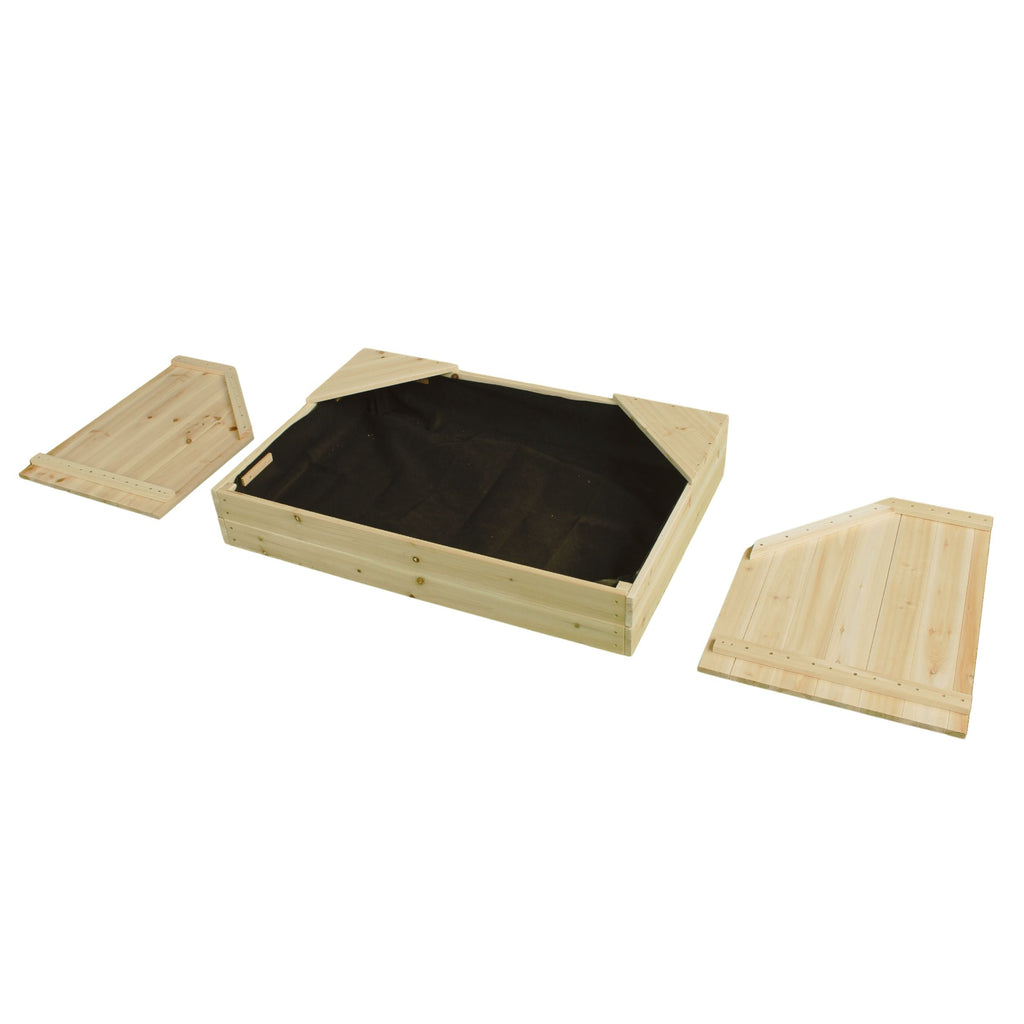 Wooden sandpit with lid - Outdoor stage & playhouse patio