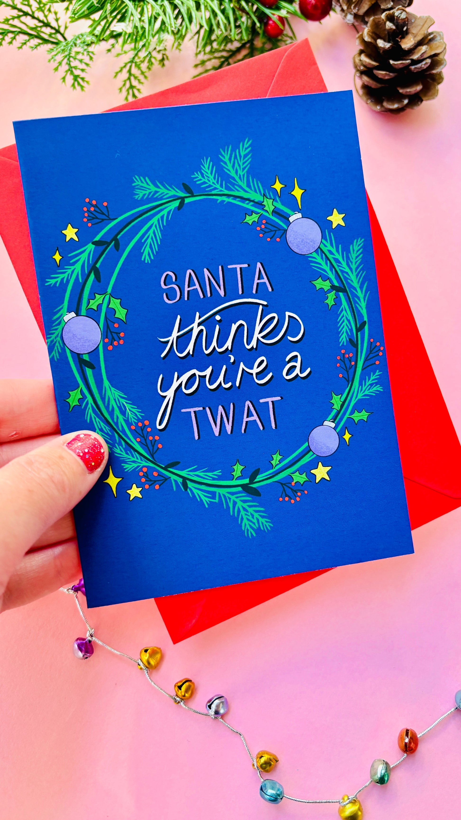 “Santa Thinks You’re a Tw*t” Christmas Card – Funny Cheeky Holiday Greeting