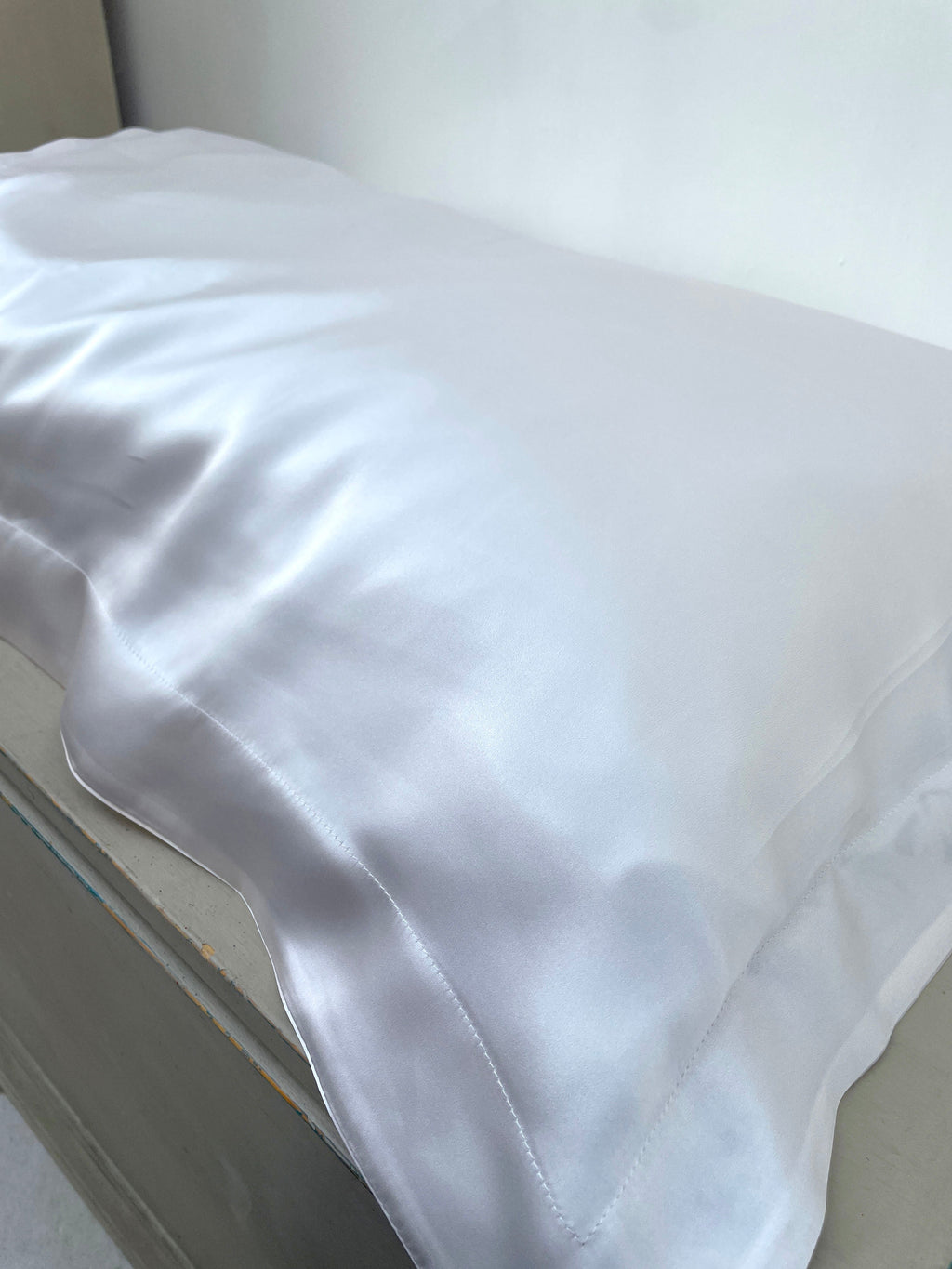 Cream Silk Pillowcase with Hand Painted Graceful Print Standard Oxford