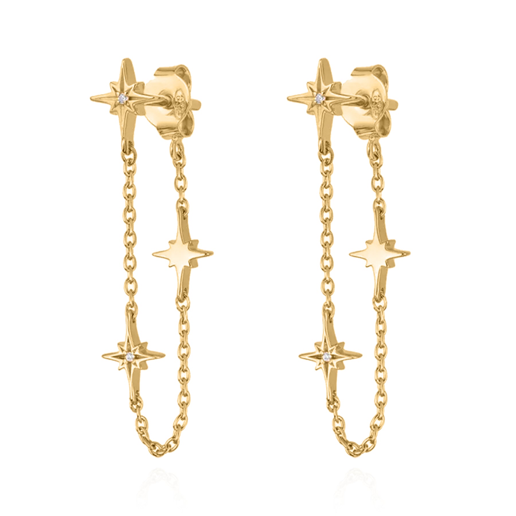 Savannah Star Drop Chain Earrings | 18k Gold Plated