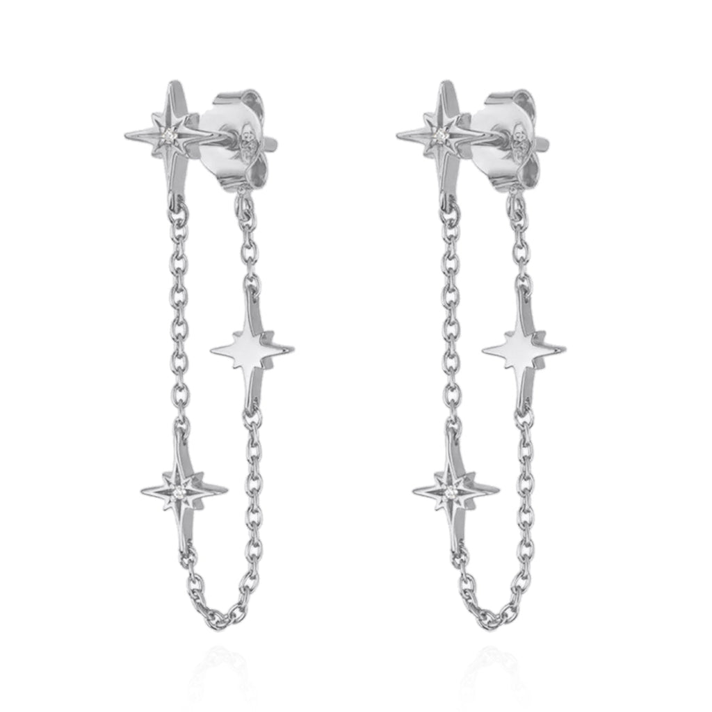 Savannah Star Drop Chain Earrings | 925 Sterling Silver
