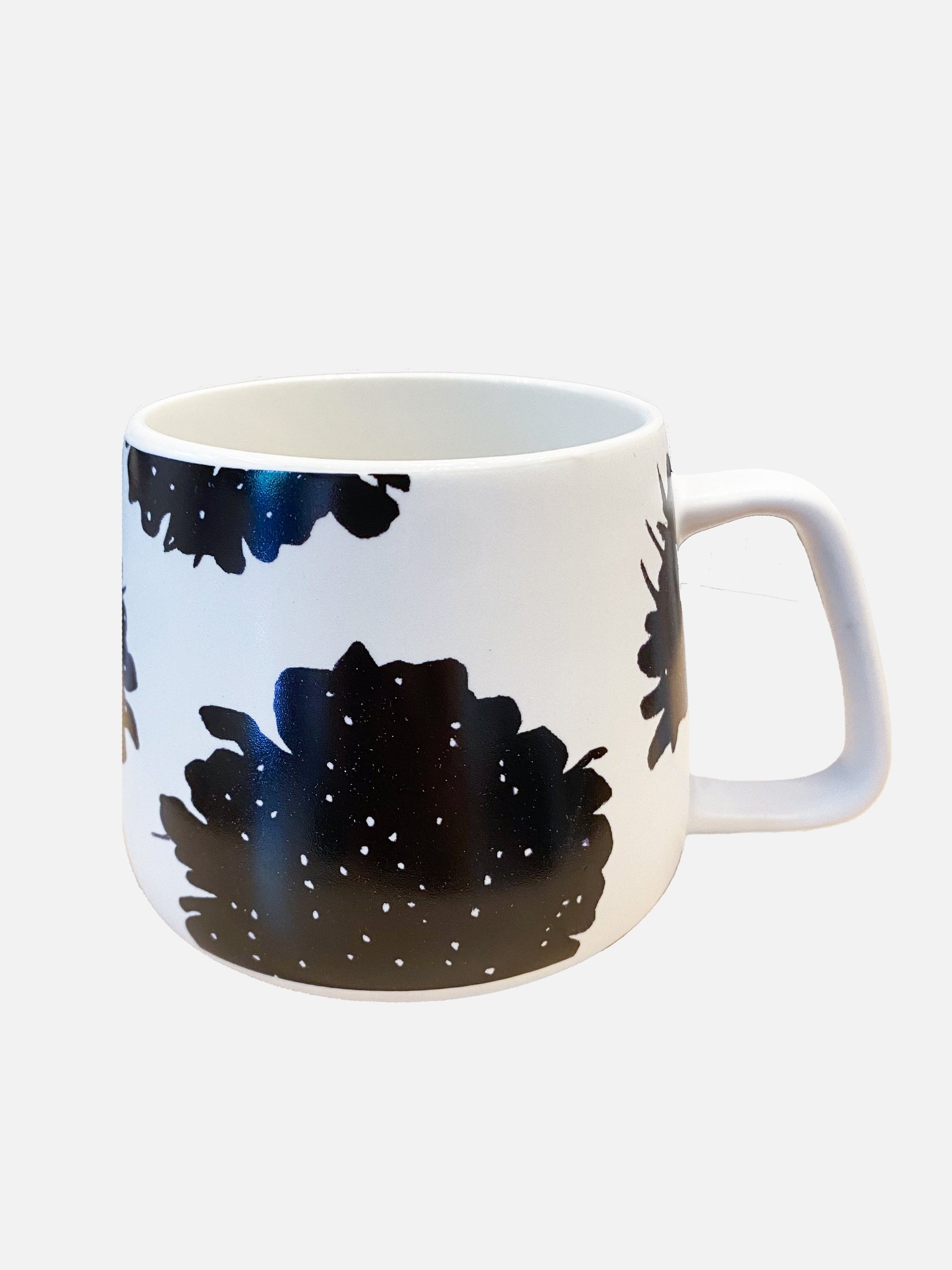 Black Scabiosa Porcelain Mug