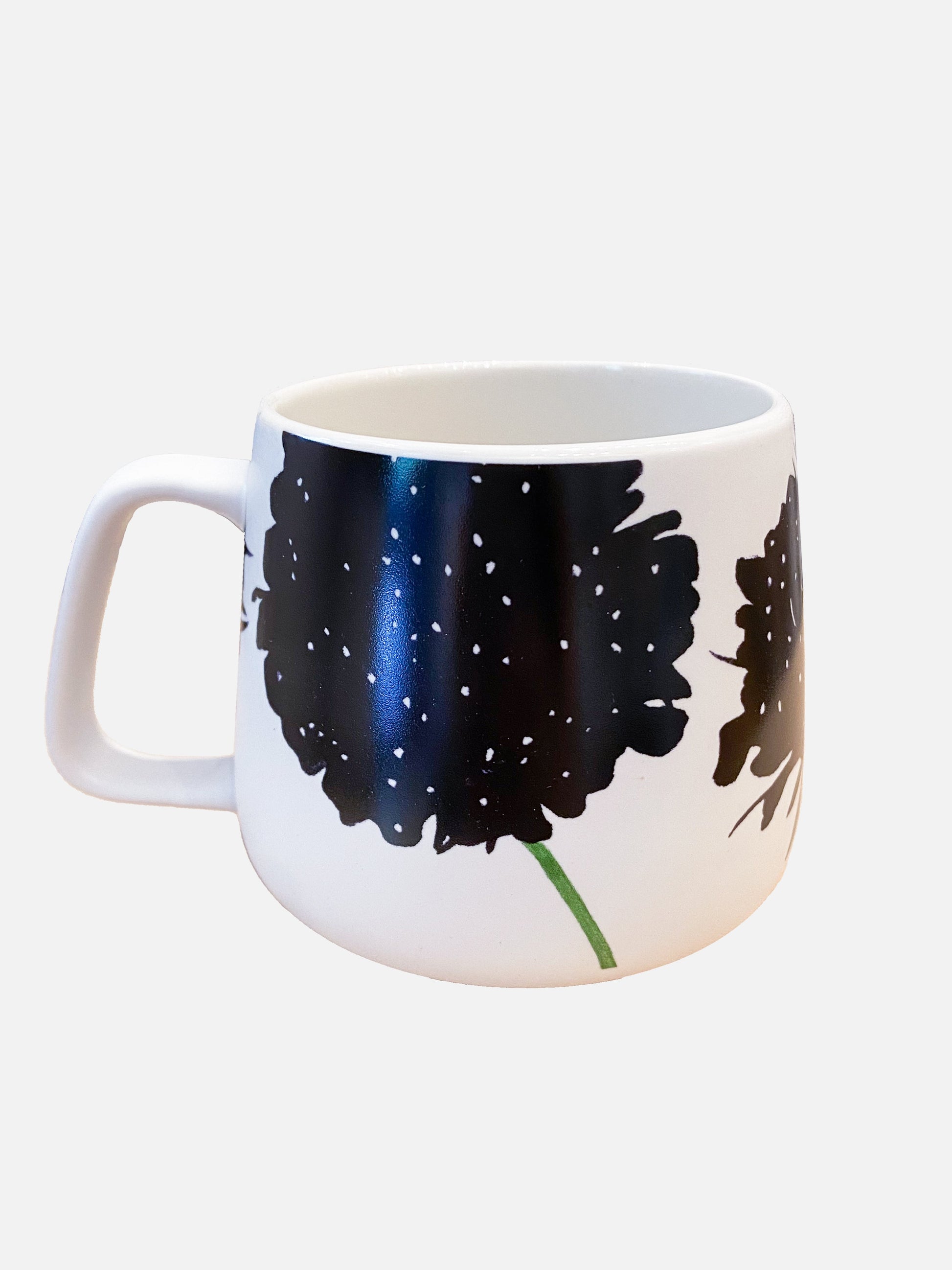 Black Scabiosa Porcelain Mug
