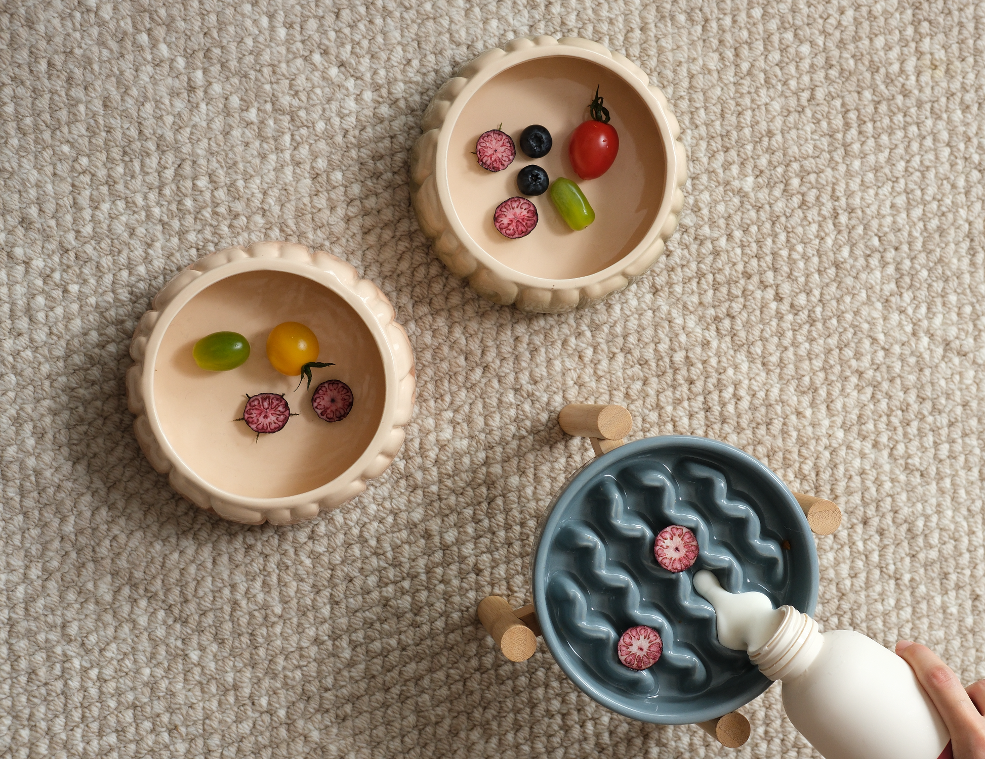 Macaroni Slow Feeder Dog Bowl with Non Slip Base