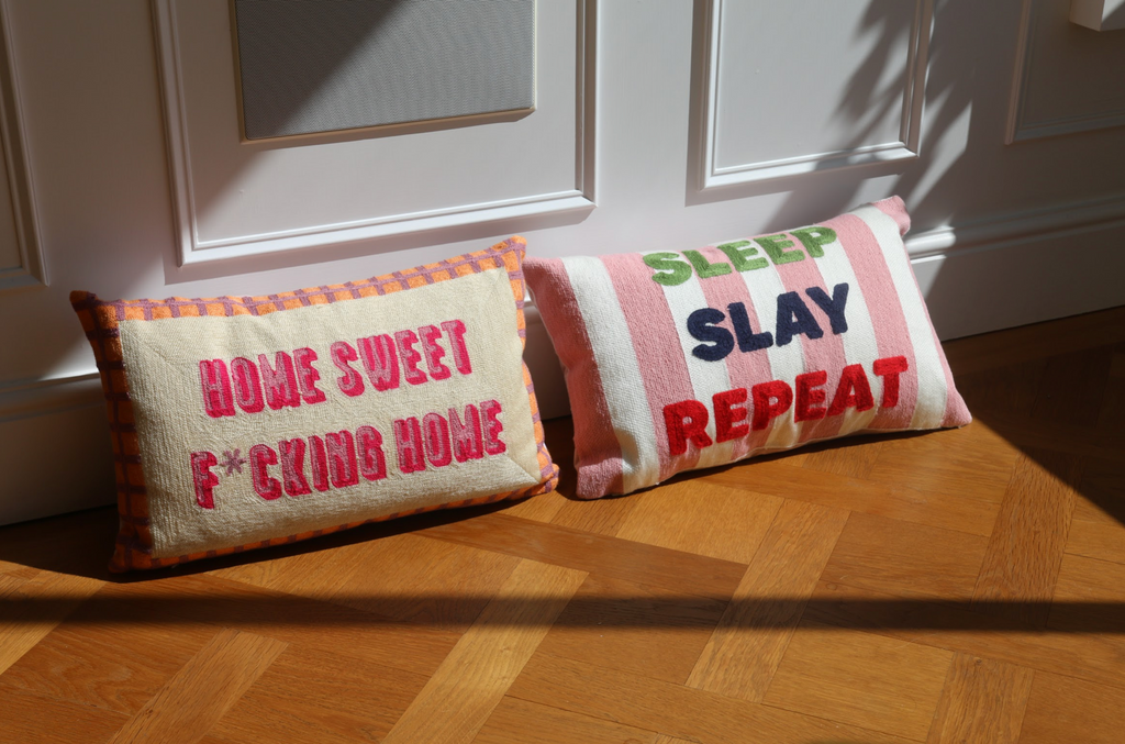 Sleep Slay Repeat Needlepoint Cushion