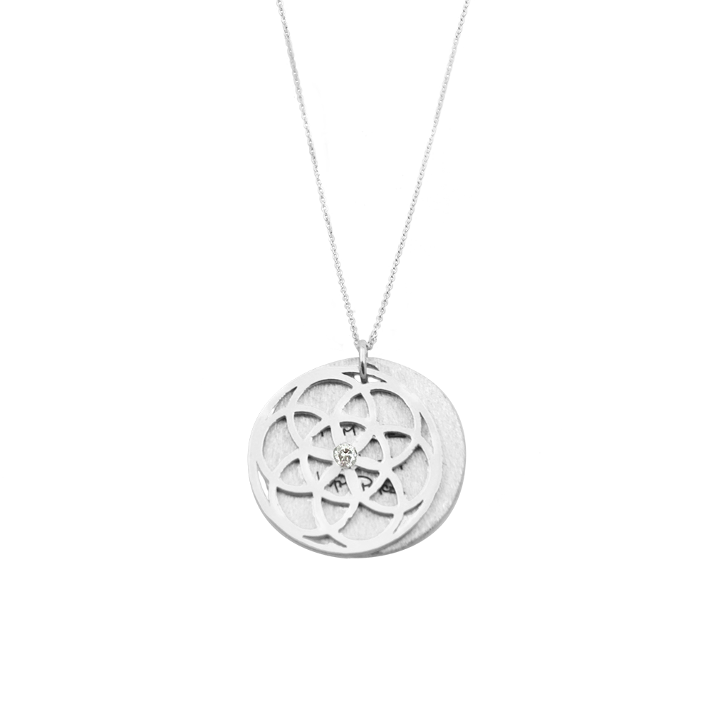 Seed of Life Necklace with Diamond in Silver or Gold
