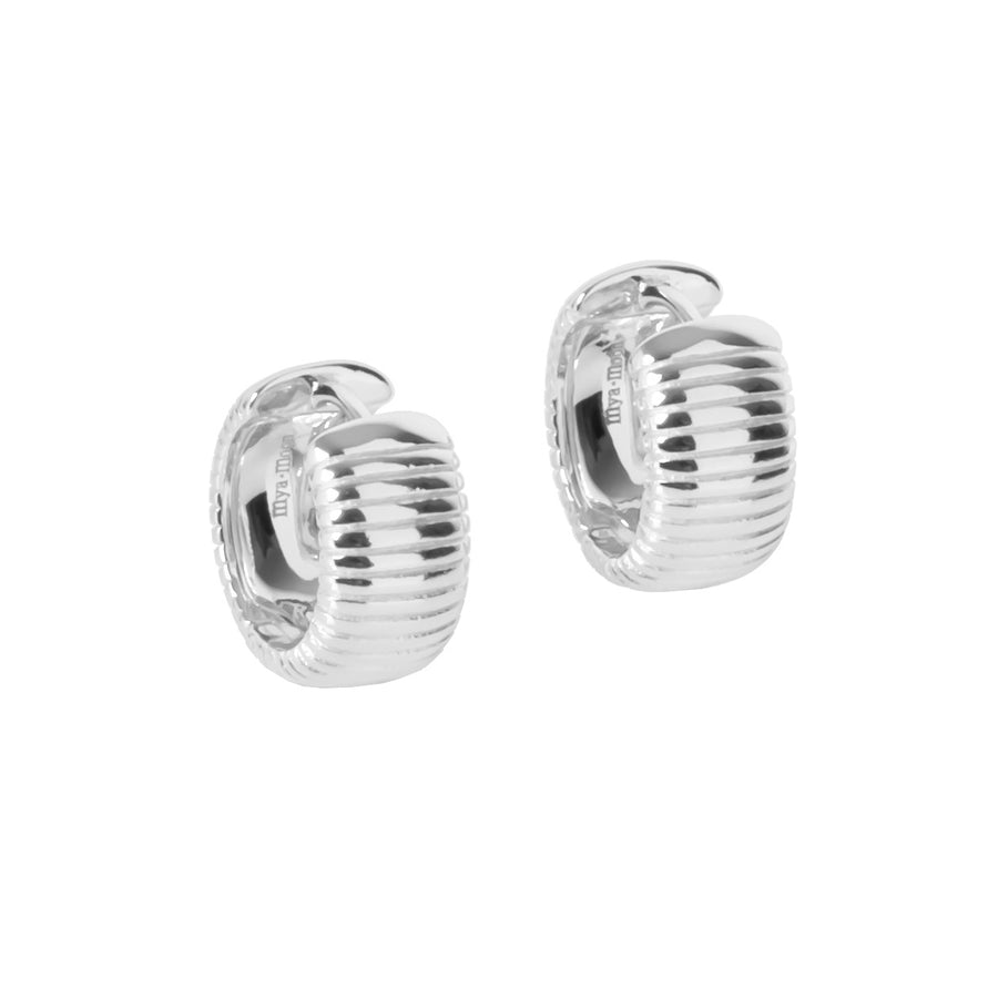 Serena Small Hoop Earrings – 925 Silver, Rhodium Plated by MyaMoon at www.brixbailey.com