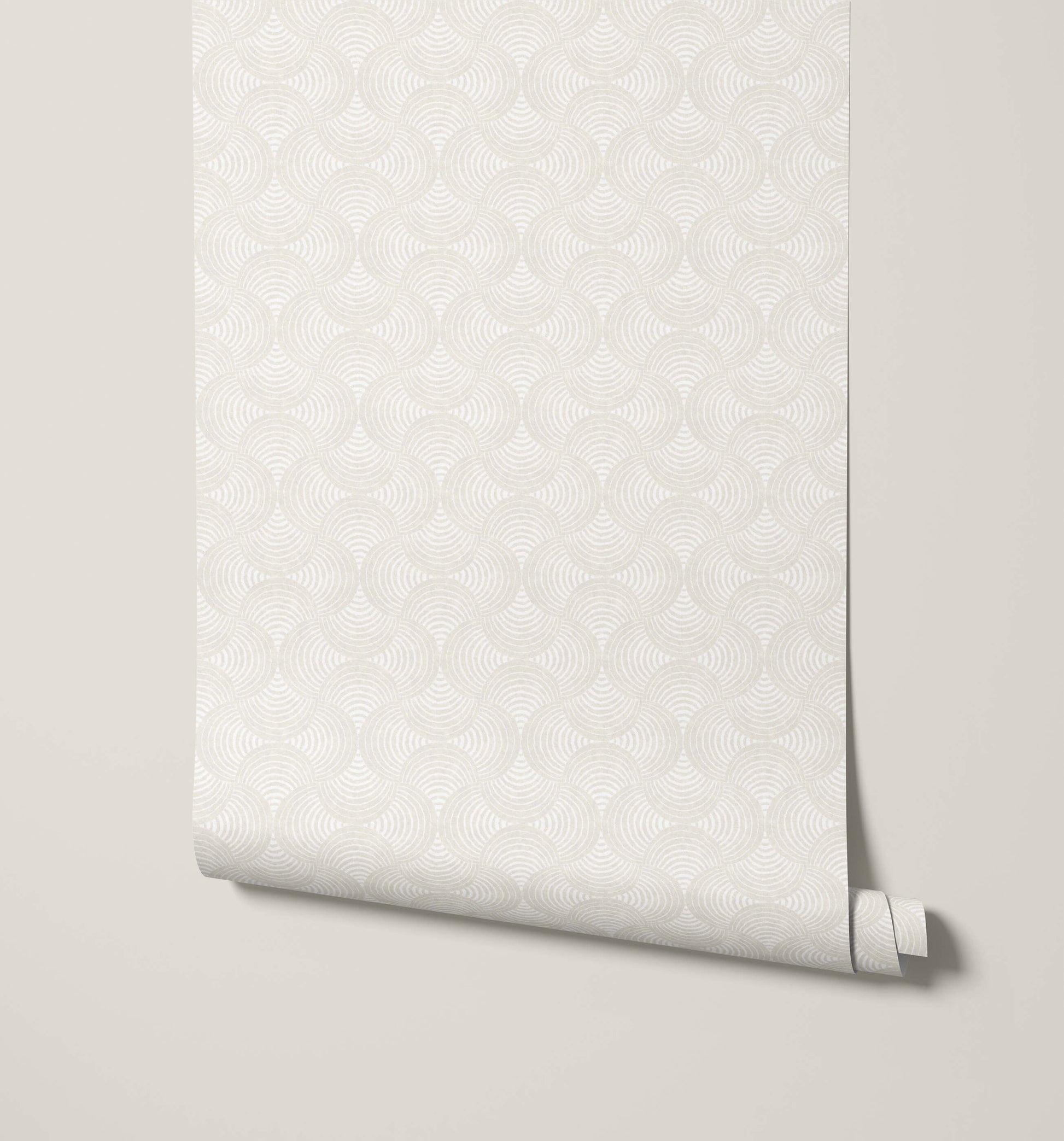 Shell Wallpaper with Block Print Swirl Pattern
