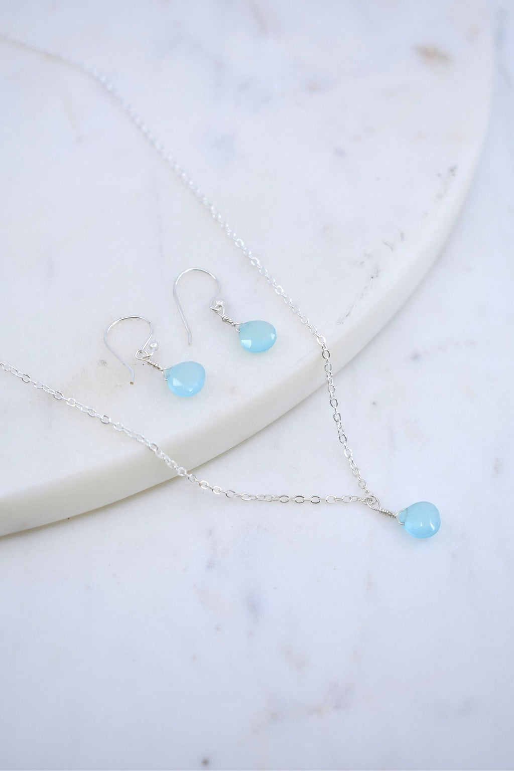 Bailey Chalcedony and Sterling Silver Necklace and Earring Set