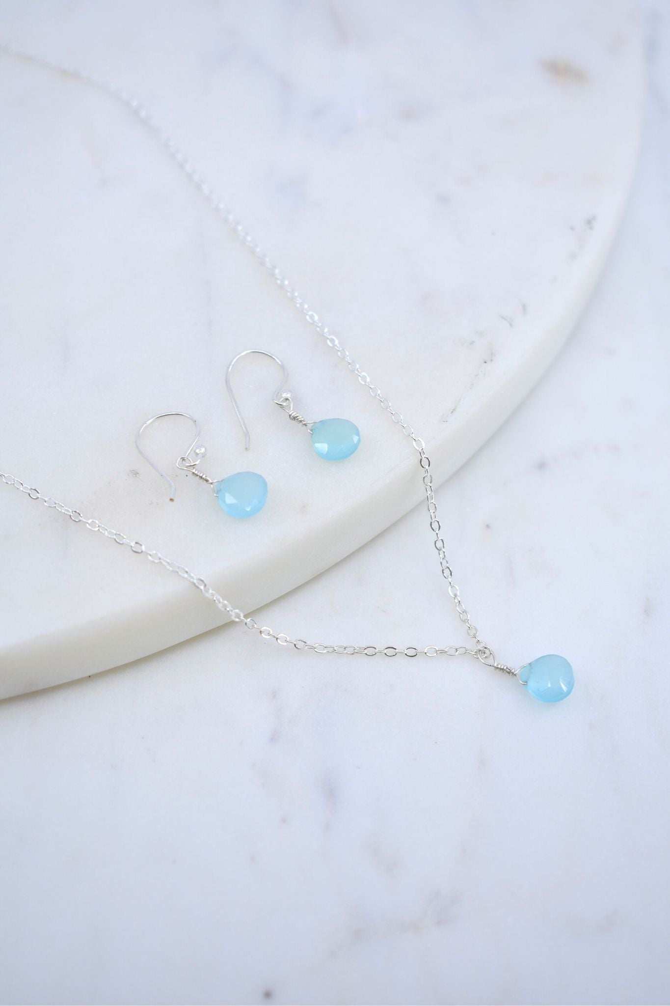 The Bailey Set in Chalcedony and Sterling Silver