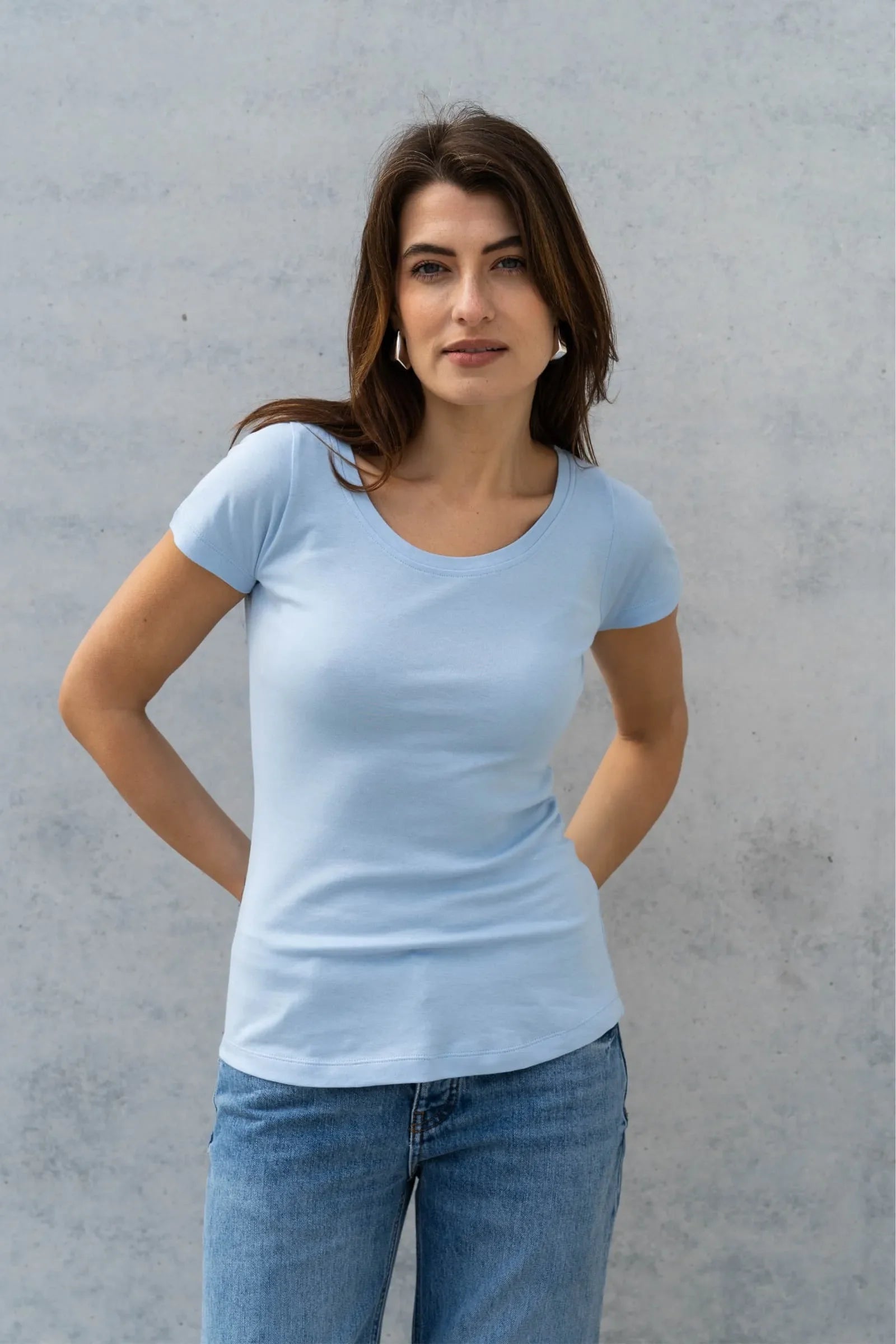 Women's Scoop Neck Cotton Modal T-Shirt Short Sleeve