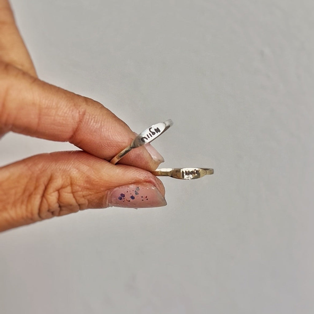 Slim Oval Signet Ring in Gold or Silver