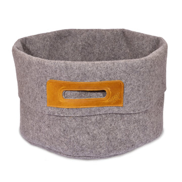 Handcrafted Wool Felt Decor Basket – Elegant & Sustainable by Omaking at brixbailey.com