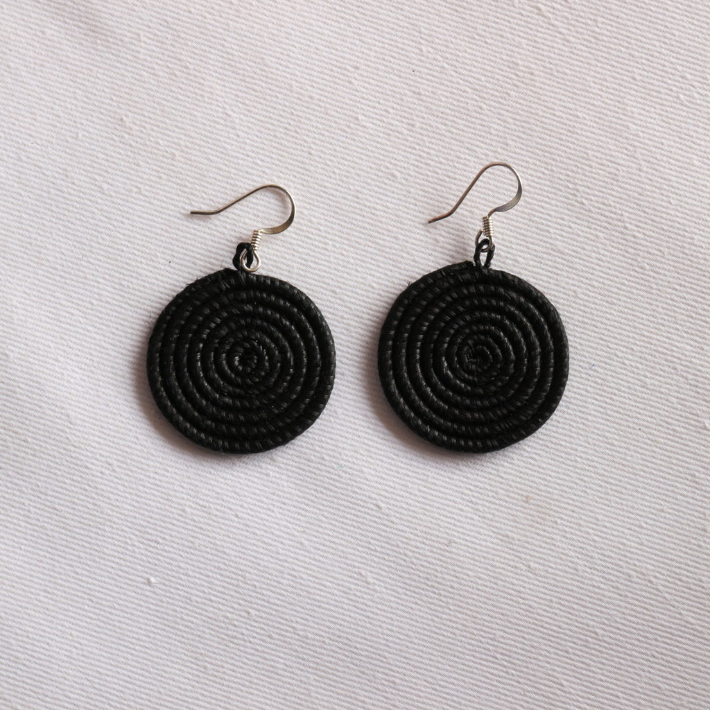 Small Woven Disc Earrings in Natural Sisal