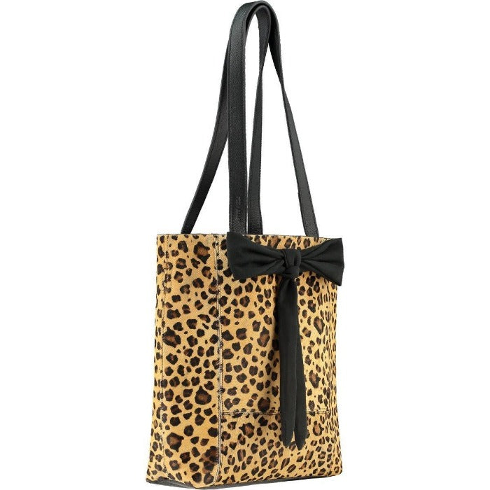 Animal Print Bow Compact Leather Tote - 2