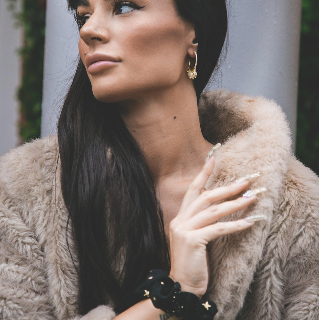 Lyra Star Hoop Earrings | 18K Gold Plated