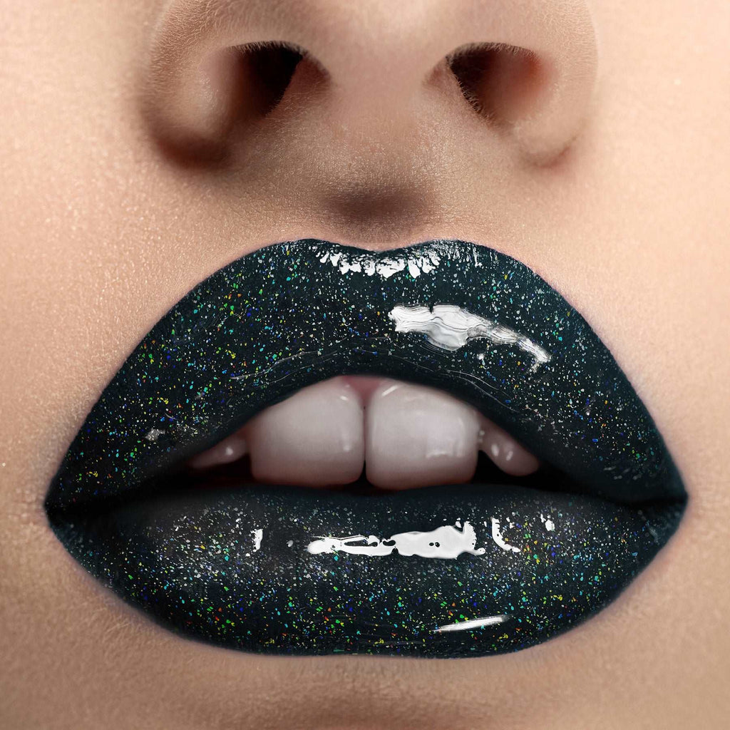 Holographic Glitter Lip Gloss in Black