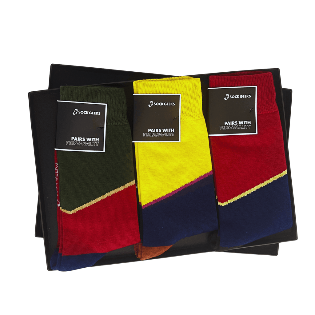 Asymmetric Colour Block Socks Gift Box, 3 Pairs