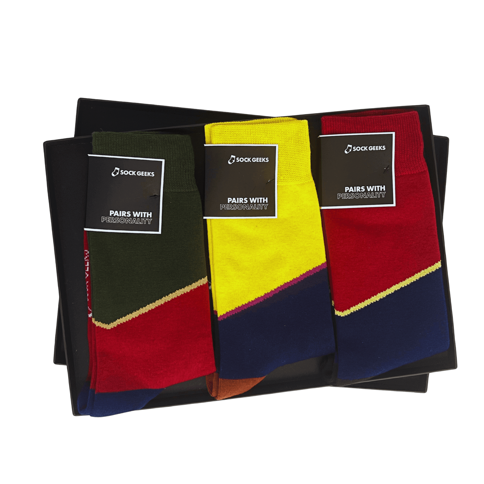 Asymmetric Colour Block Socks Gift Box, 3 Pairs