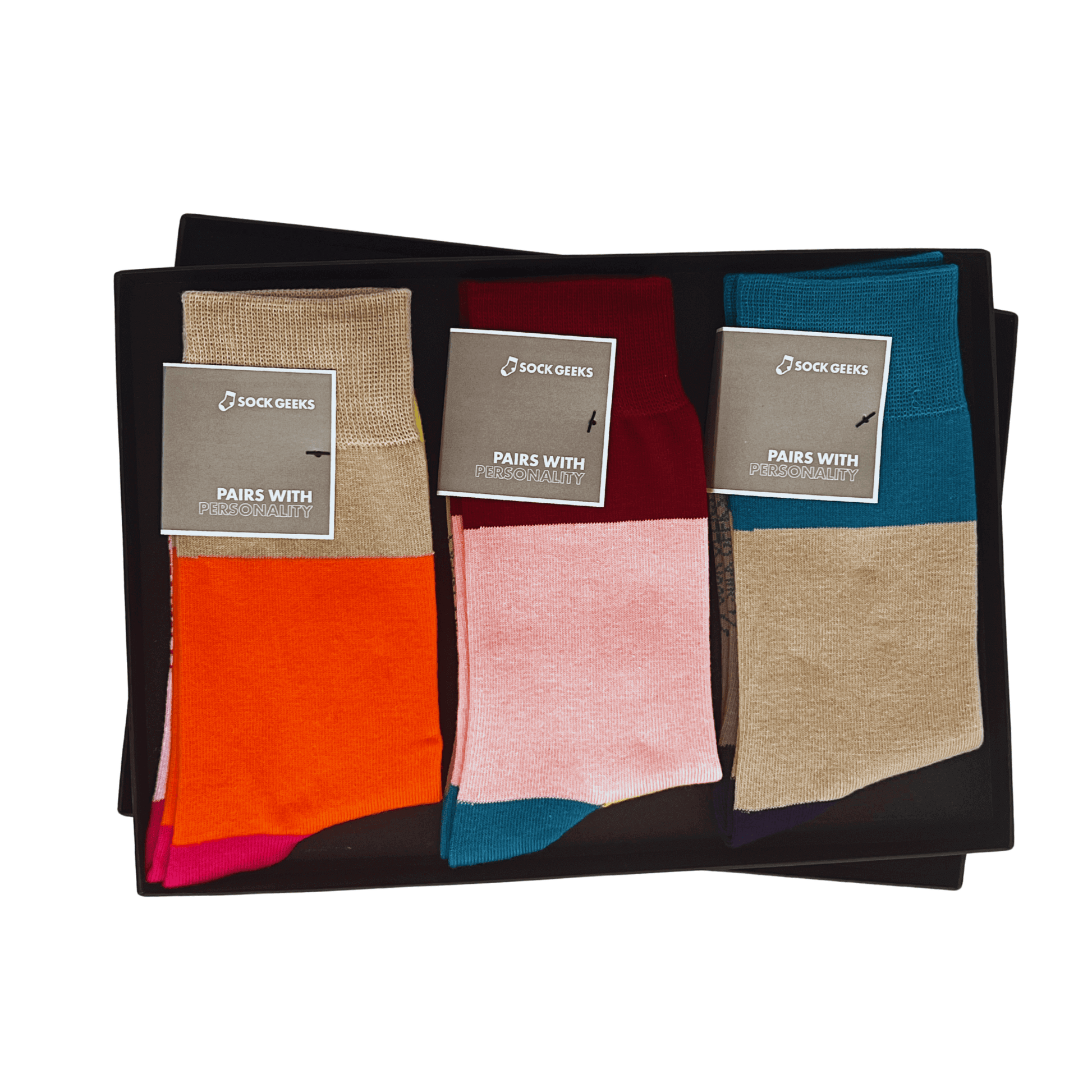 Asymmetric Colour Block Socks Gift Box, 3 Pairs