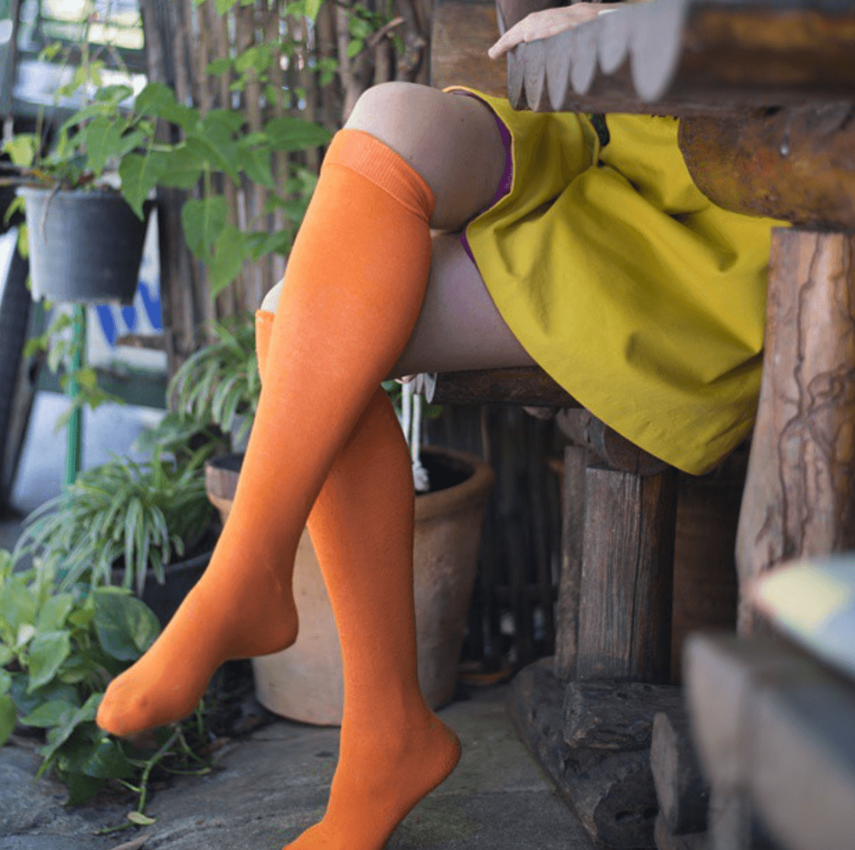 Knee High Bamboo Thermal Socks in Orange