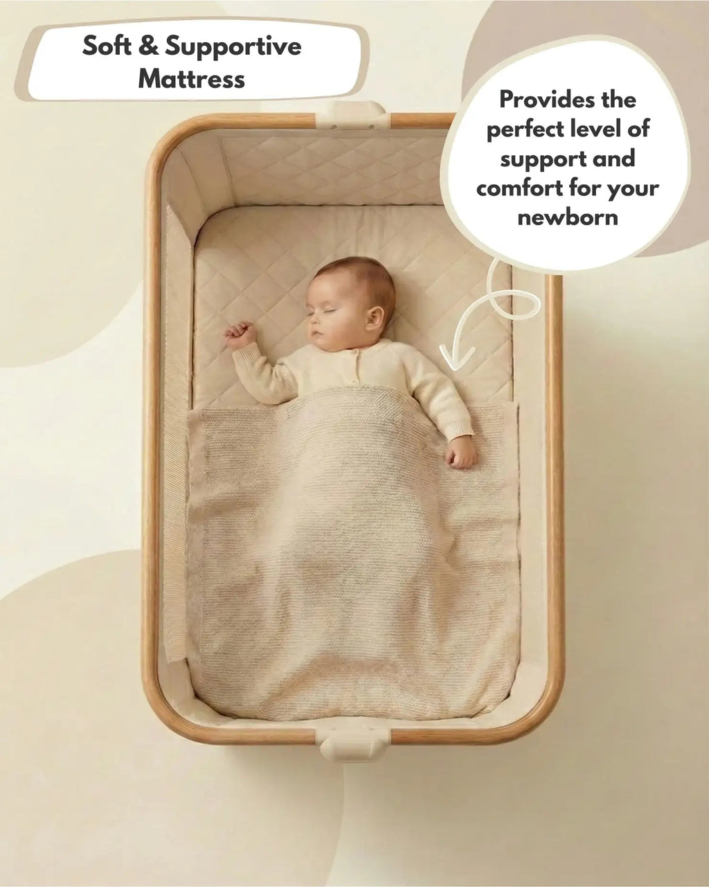 Beige Bedside Crib for Newborns
