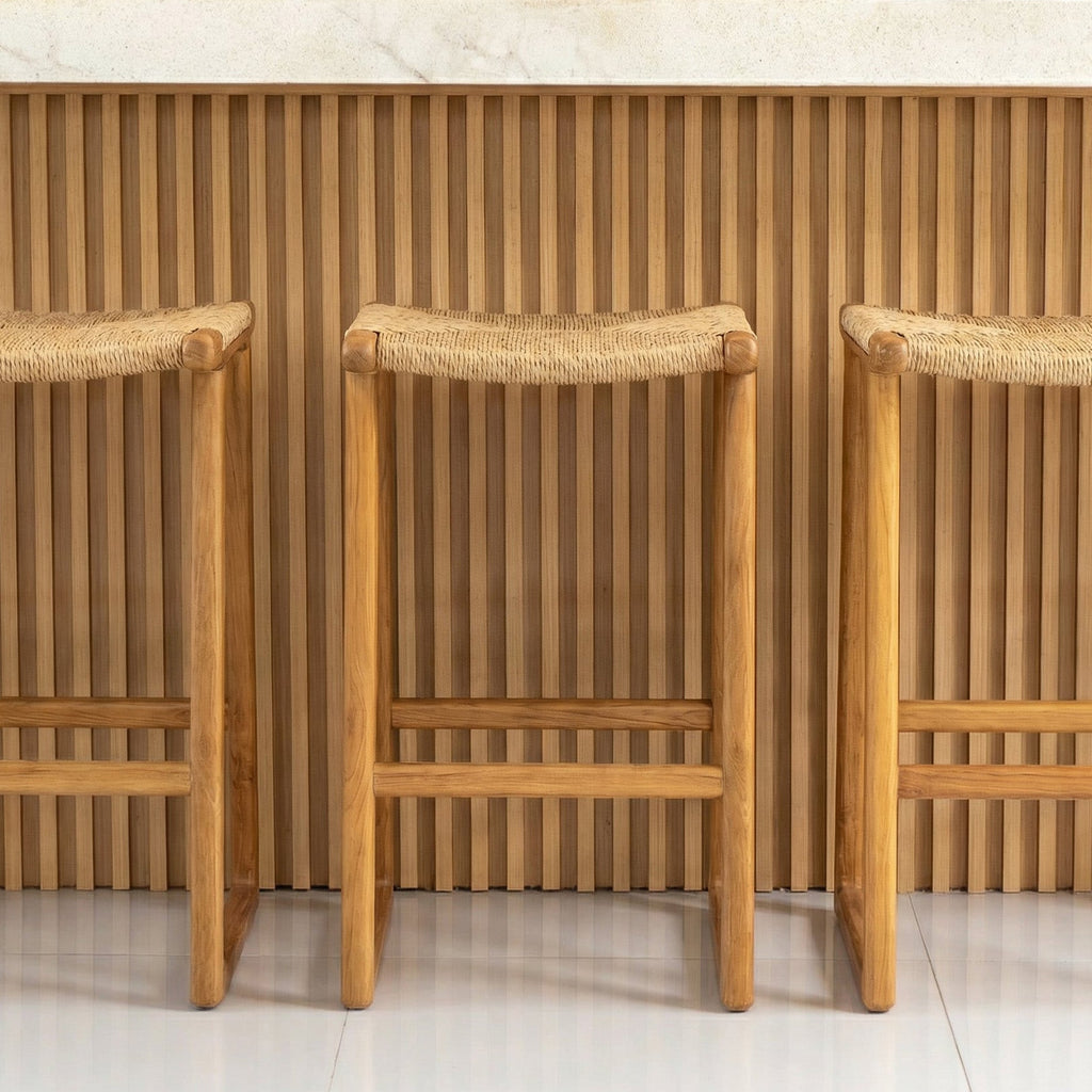 Sora Teak & Rattan Bar Stool