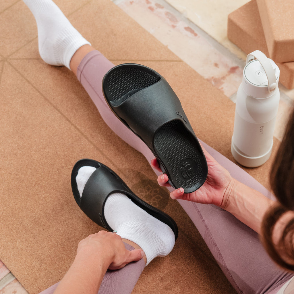 Women's Black Spa Slider Sandals