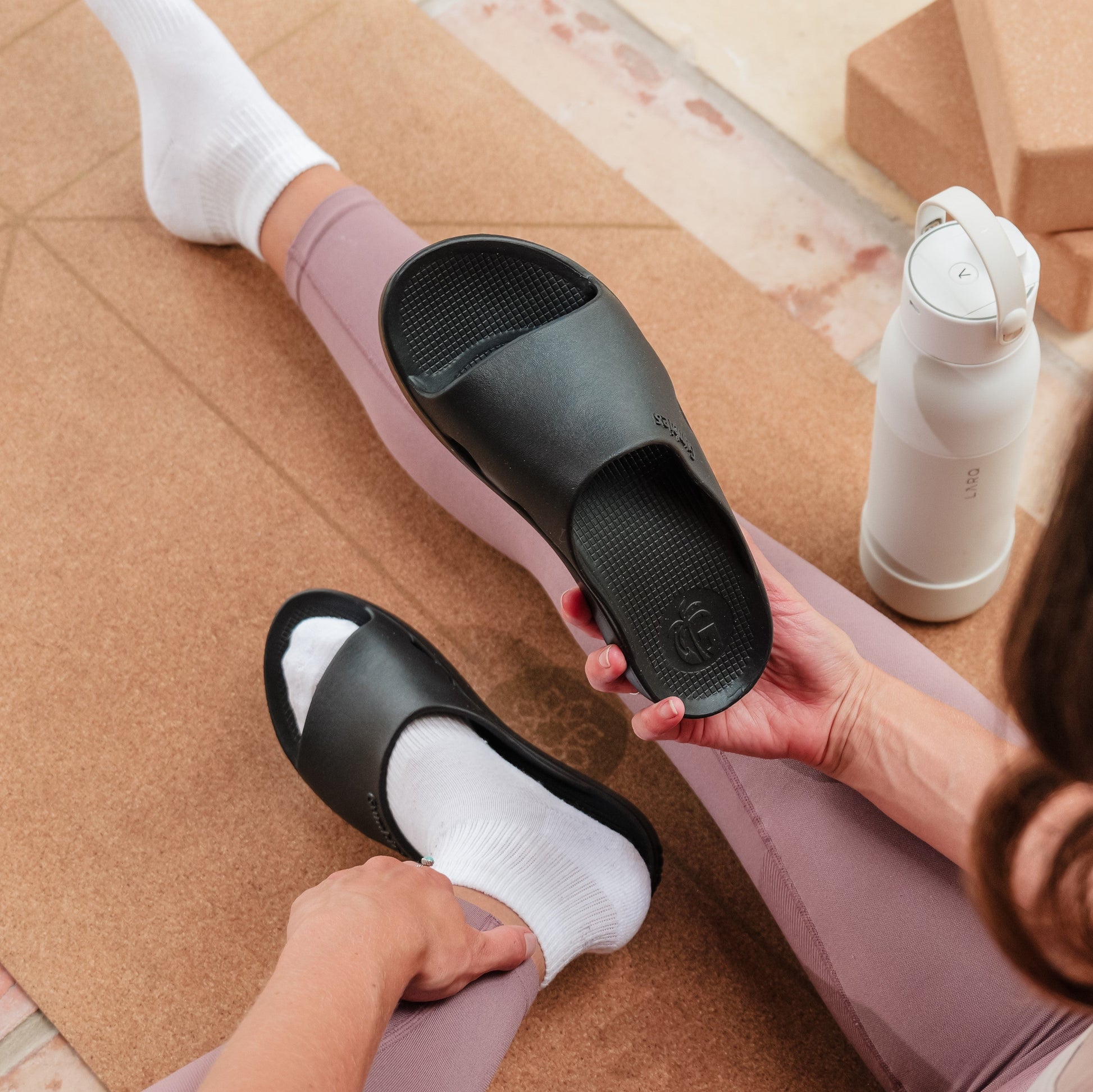 Women's Black Spa Slider Sandals